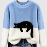 Clíona - Fluffy Cat Colour Block Jumper