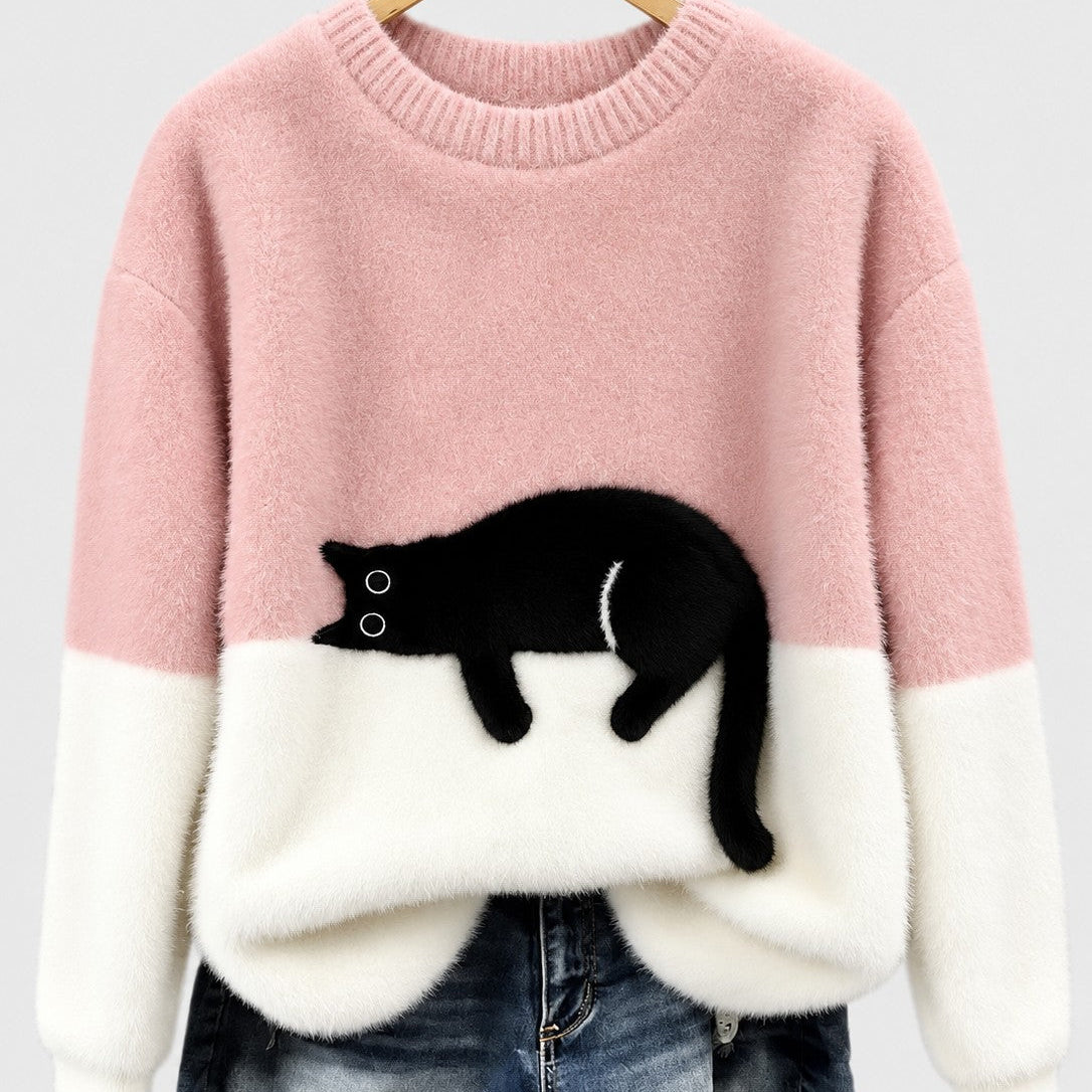 Clíona - Fluffy Cat Colour Block Jumper