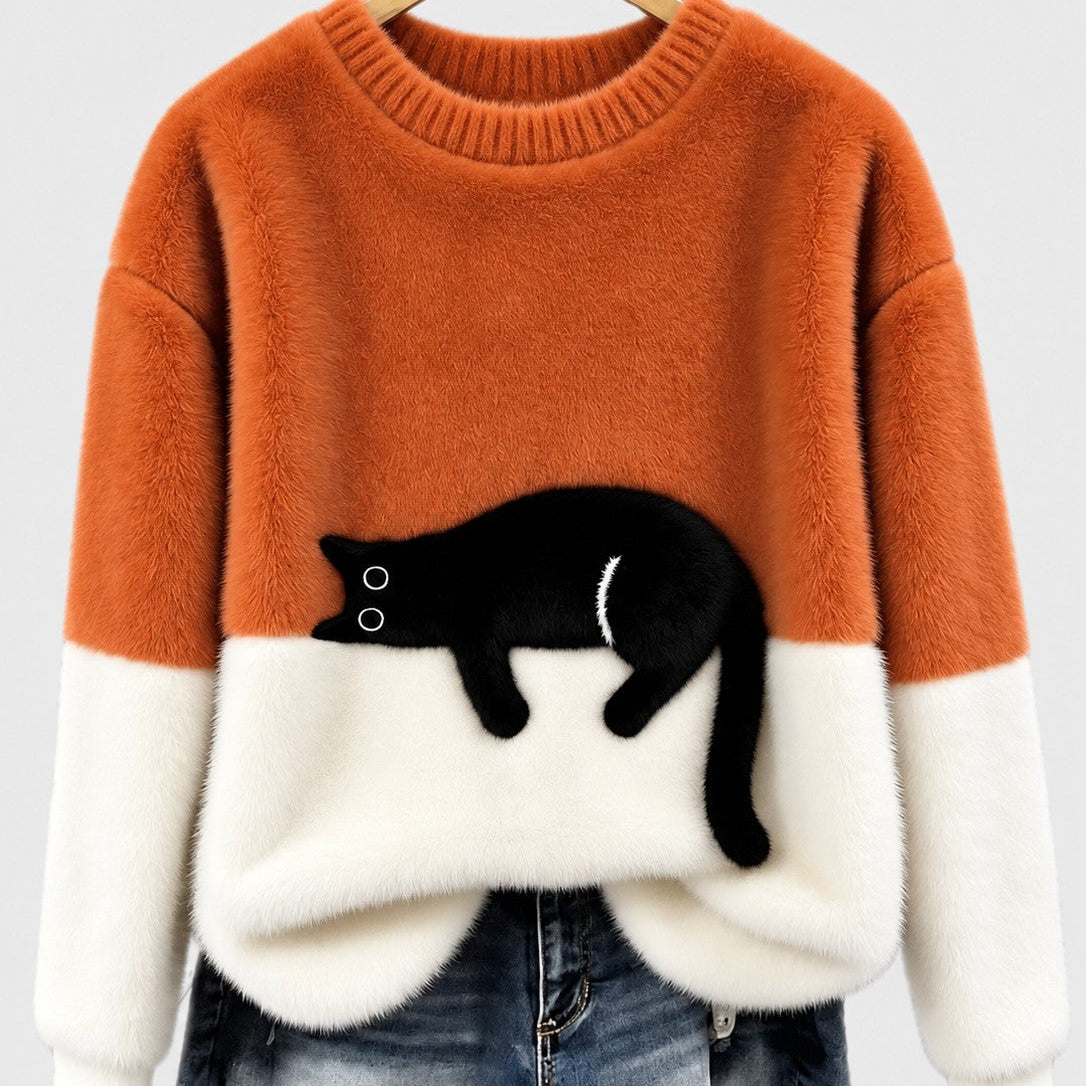 Clíona - Fluffy Cat Colour Block Jumper