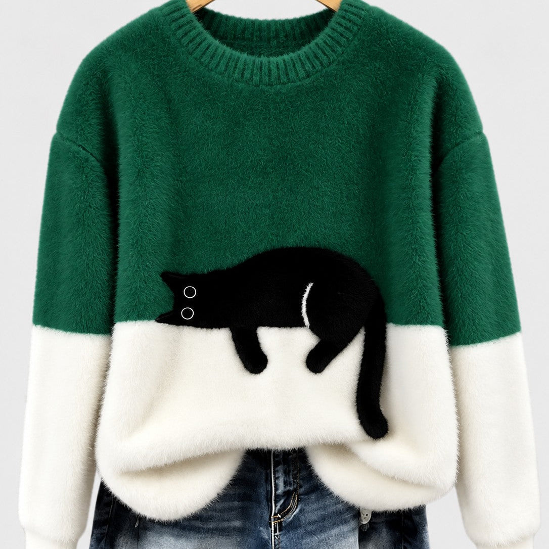 Clíona - Fluffy Cat Colour Block Jumper