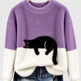 Clíona - Fluffy Cat Colour Block Jumper