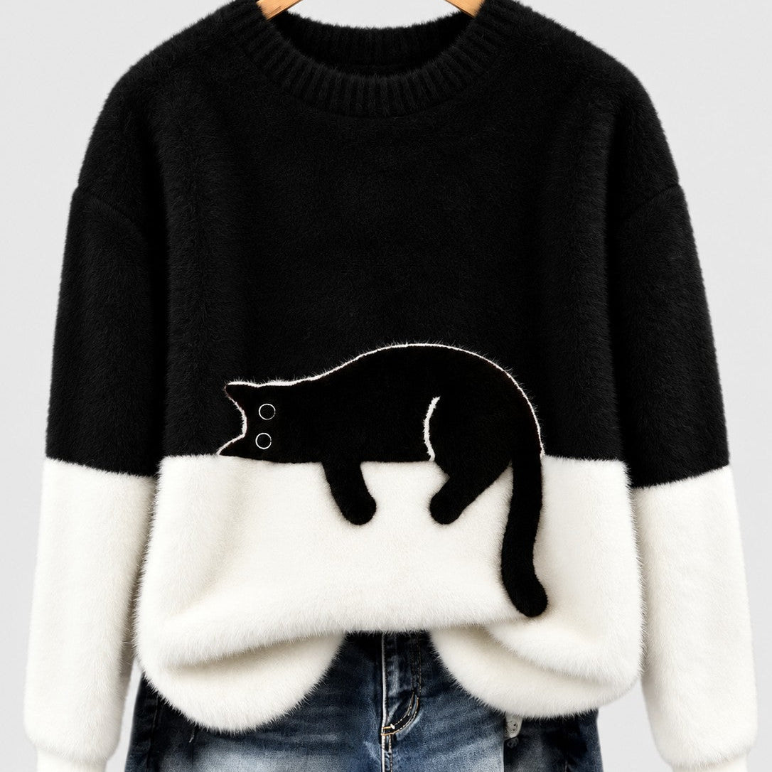 Clíona - Fluffy Cat Colour Block Jumper