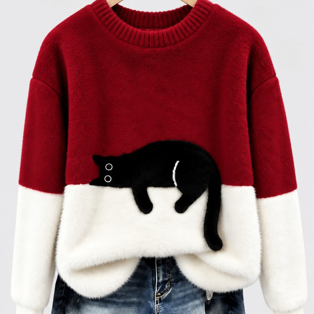 Clíona - Fluffy Cat Colour Block Jumper