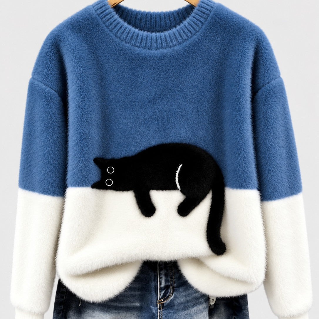 Clíona - Fluffy Cat Colour Block Jumper