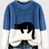 Clíona - Fluffy Cat Colour Block Jumper