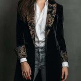 Léontine | Fitted Black Baroque Print Blazer