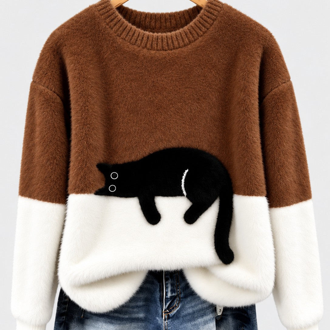 Clíona - Fluffy Cat Colour Block Jumper