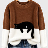Clíona - Fluffy Cat Colour Block Jumper