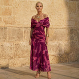 Celeste | Elegant Leaf Print Dress