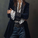 Athénaïs | Vintage Navy Blue Embroidered Long Jacket