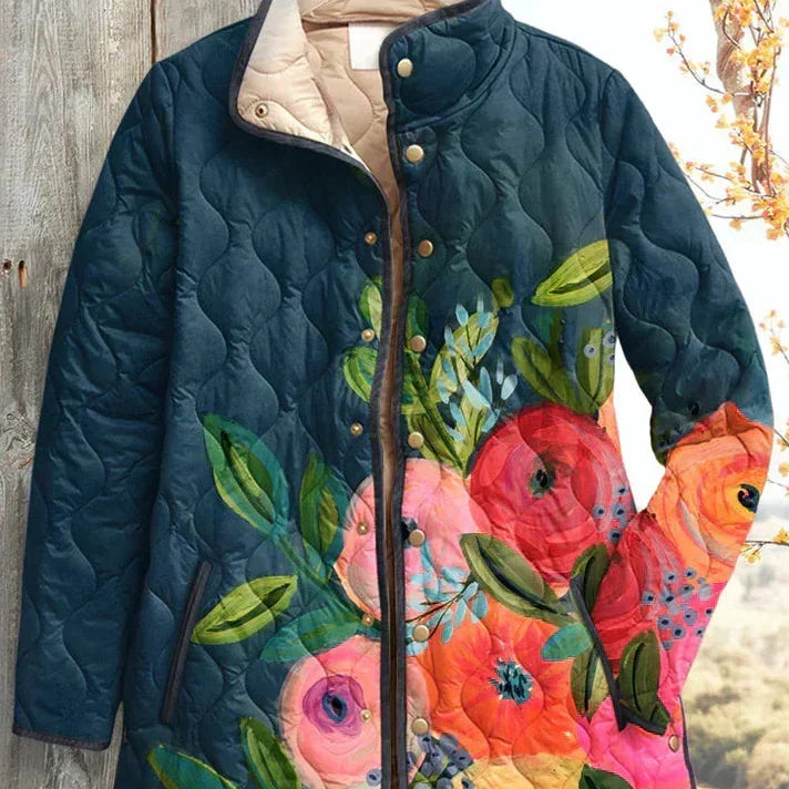 Wilma™ | Steppjacke mit Blüten auf Marine