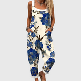 Royal Blue Floral Overalls