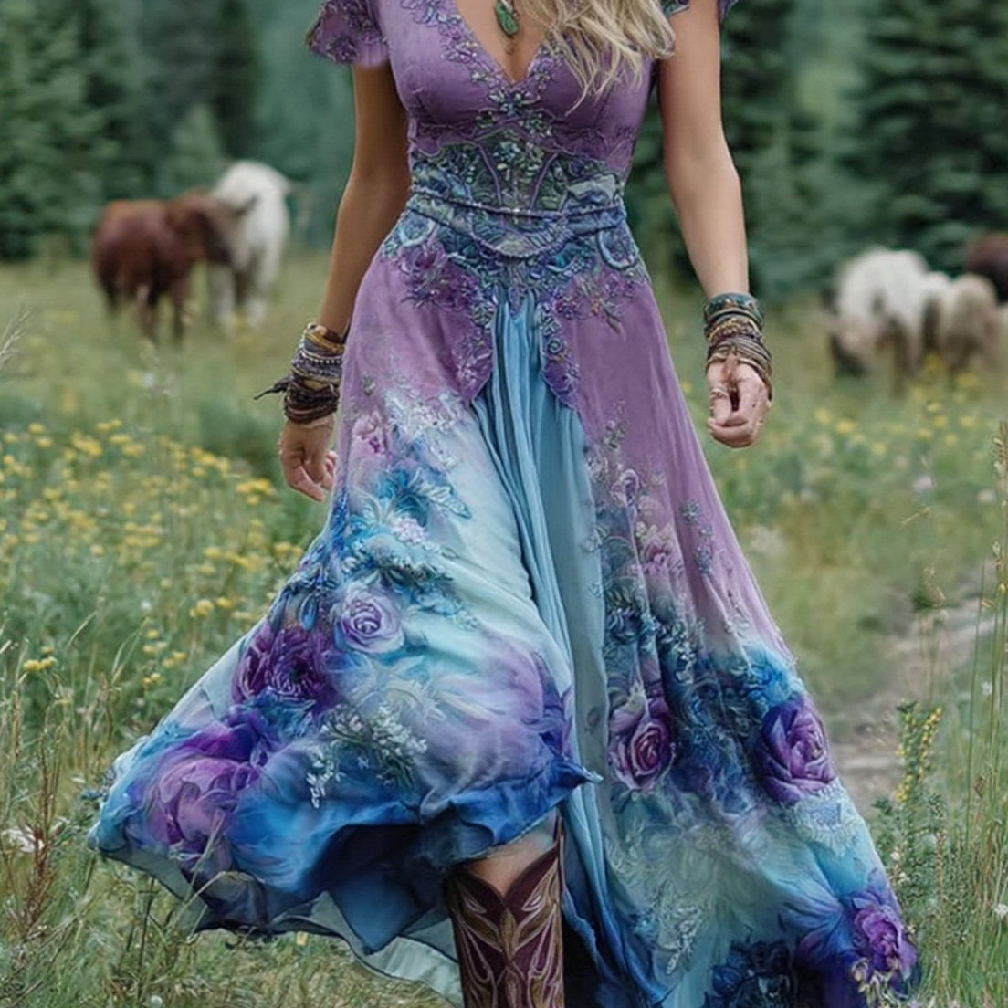 Doirinn - Elegant Floral Maxi Dress