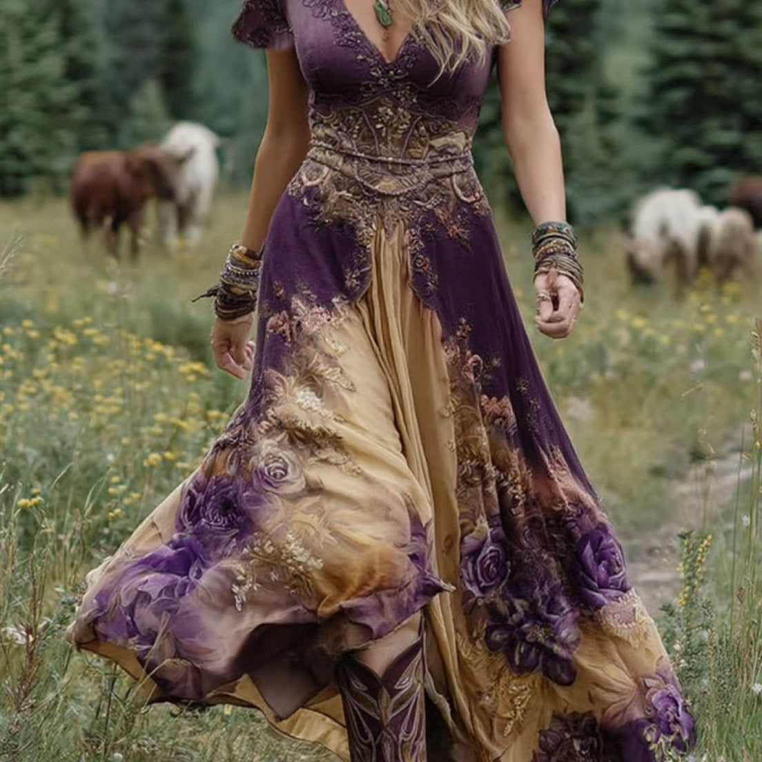 Doirinn - Elegant Floral Maxi Dress
