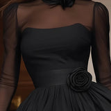 ISLA MINI DRESS WITH BLACK TULLE ACCENTS AND PUFF SKIRT