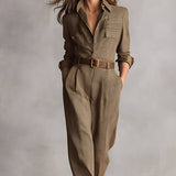 Célia | Brown Jumpsuit with Sophisticated Details