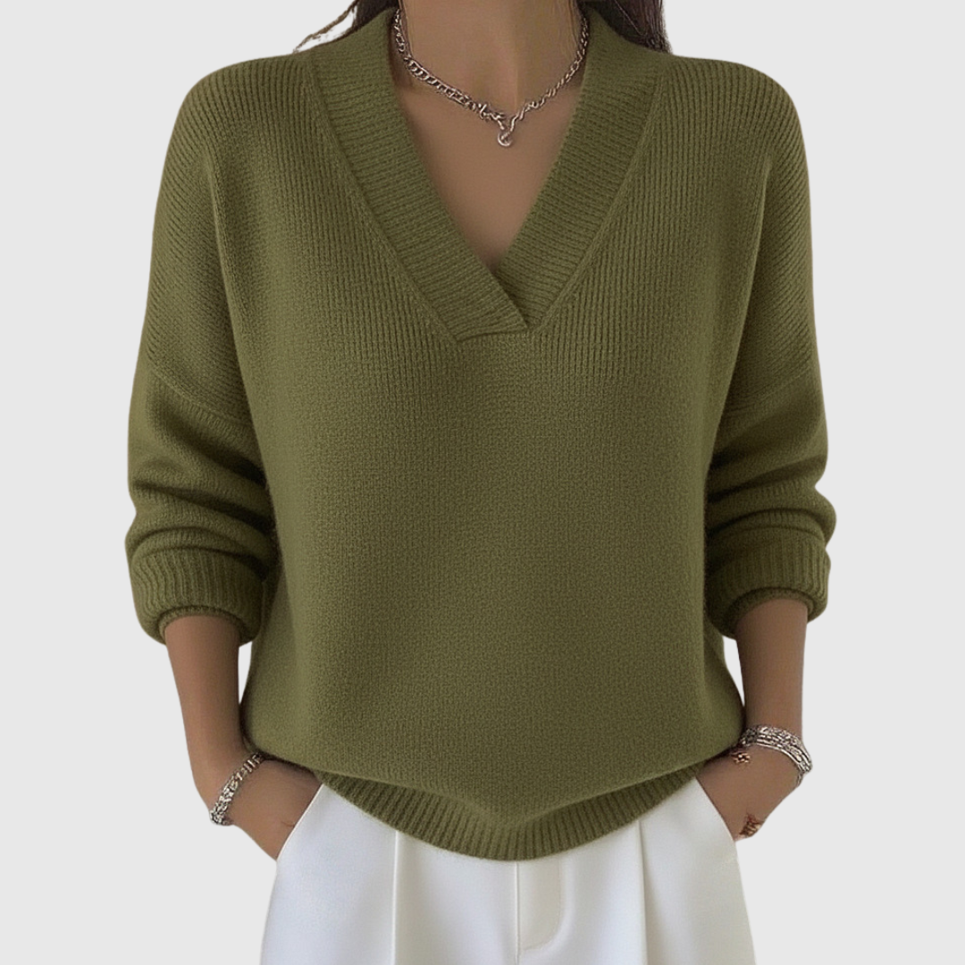 Ailbhe - Relaxed Fit Soft V-Neck Jumper