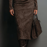 Lorène | Brown Midi Long Dress