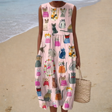 Philomena - Cat Print Midi Dress