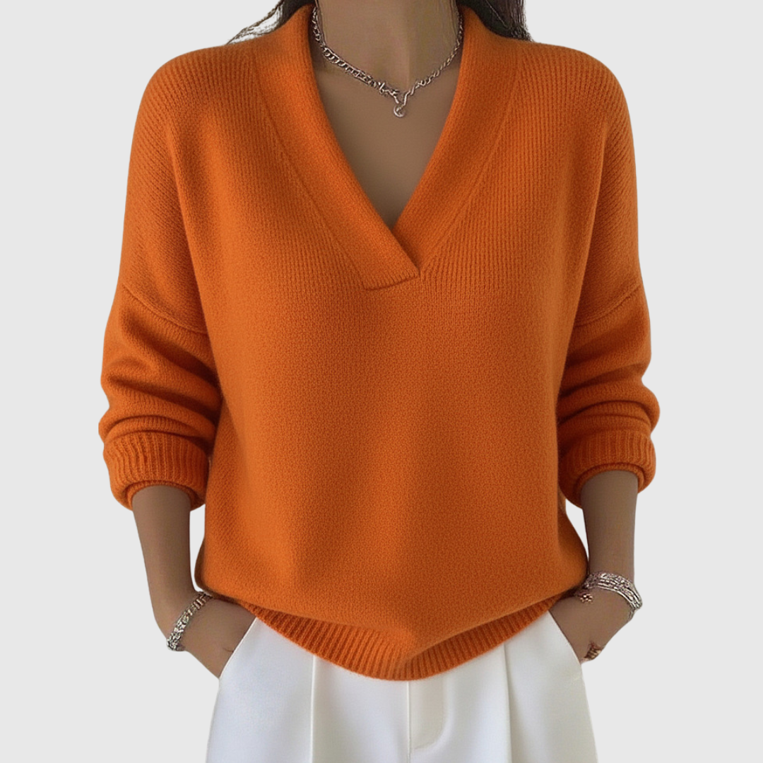 Ailbhe - Relaxed Fit Soft V-Neck Jumper