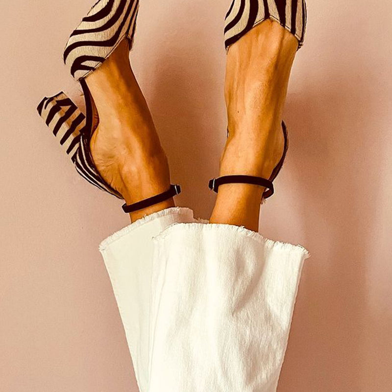 Blánaid - Striped Zebra Sandals