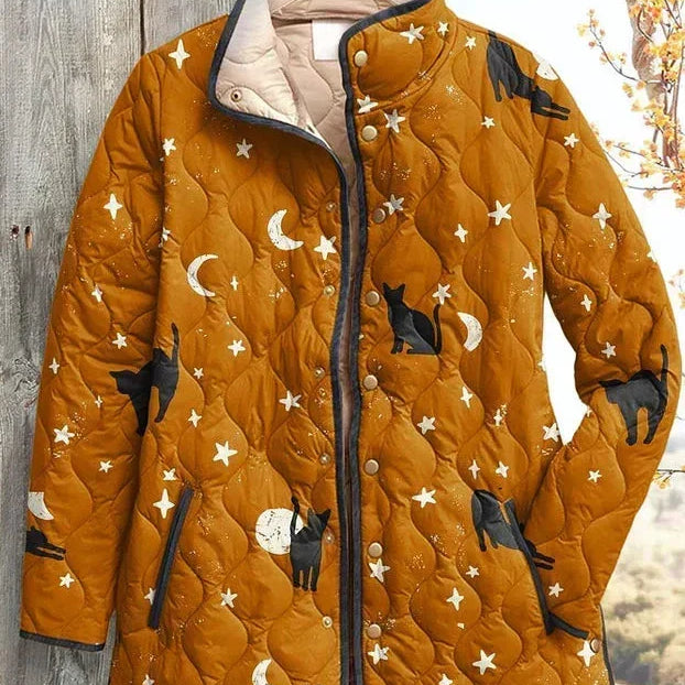 Wibke™ | Steppjacke mit Katzen und Monden
