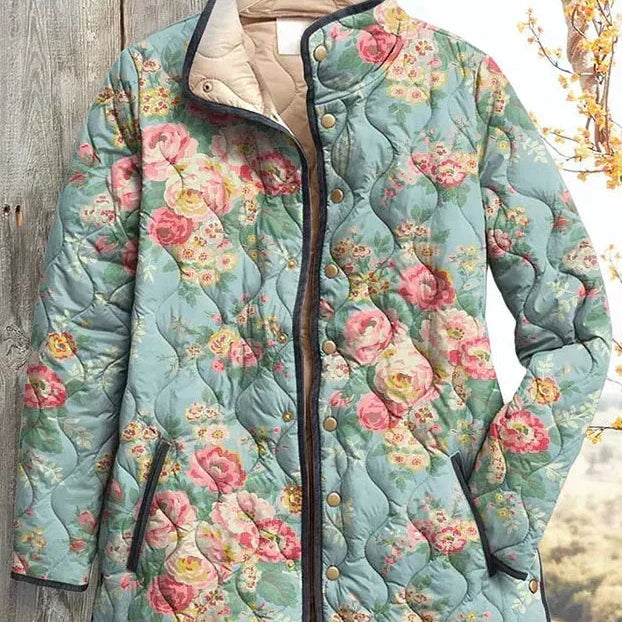 Nadja™ | Padded jacket with Roses on Mint