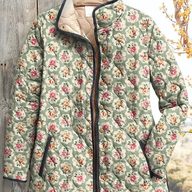 Traudel™ | Steppjacke mit Rosen auf Salbei