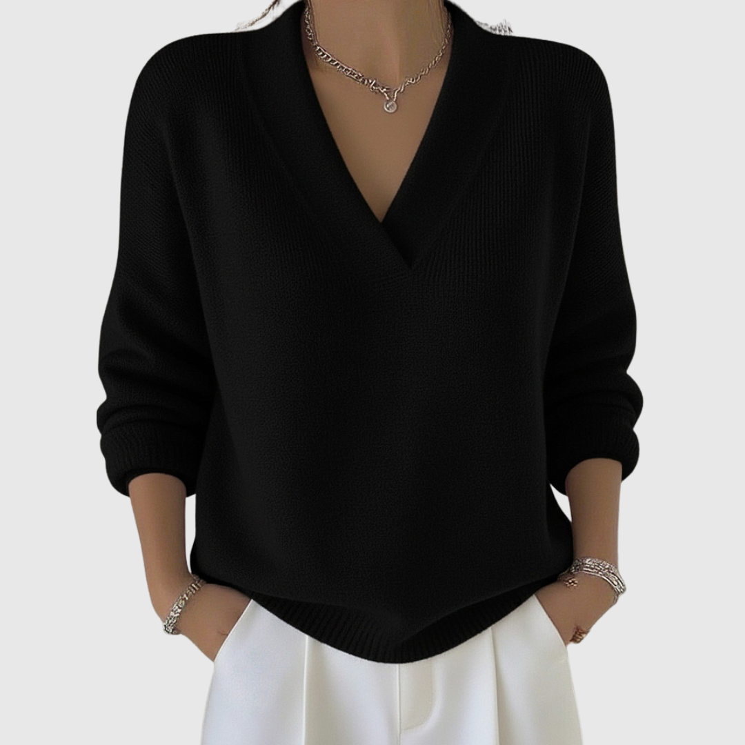 Ailbhe - Relaxed Fit Soft V-Neck Jumper