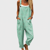 Green Floral Dungarees