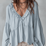 Airy Vintage-Inspired Ruffle Bohemian Blouse