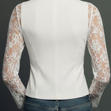 Noémie | Black Blazer Top with Semi-Transparent Sleeves