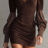 PAULLY | ARTIFICIAL SUEDE BODYCON DRESS