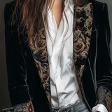 Léontine | Fitted Black Baroque Print Blazer