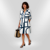 Blánaid - Geometric Pattern Midi Dress