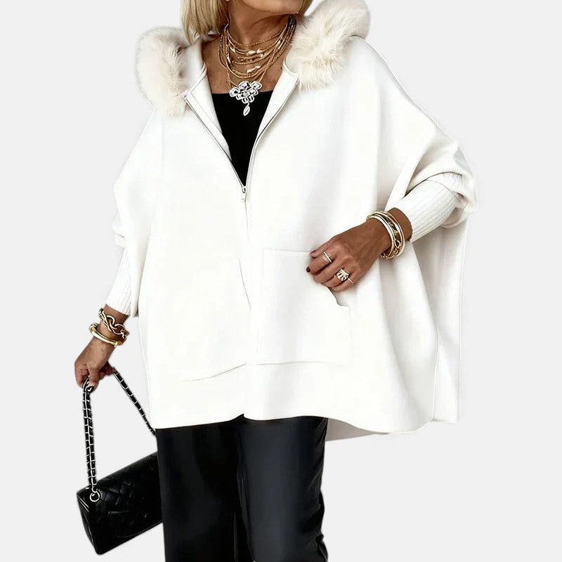 ARABELLE | CASUAL HOODED COAT WITH FUR COLLAR
