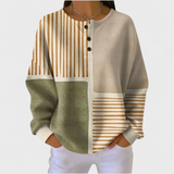 Aoife - Beige Striped and Patchwork Jumper