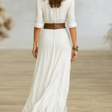 Aurore | Long Linen Dress with Reversed Collar