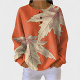 Saoirse - Autumn Leaf Design Orange Jumper