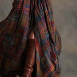 Béatrice | Long Checked Dress with Belt