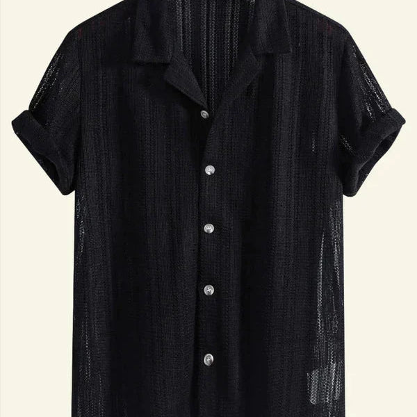 Cian - Striped Shirt with Ribbed Collar