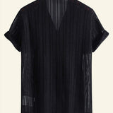 Cian - Striped Shirt with Ribbed Collar