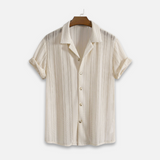 Cian - Striped Shirt with Ribbed Collar
