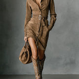 Adeline | Midi Dress in Suedine