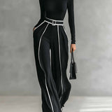 Emma | Elegant Ensemble with High Collar and Wide Trousers