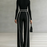 Emma | Elegant Ensemble with High Collar and Wide Trousers