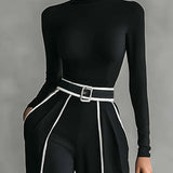 Emma | Elegant Ensemble with High Collar and Wide Trousers