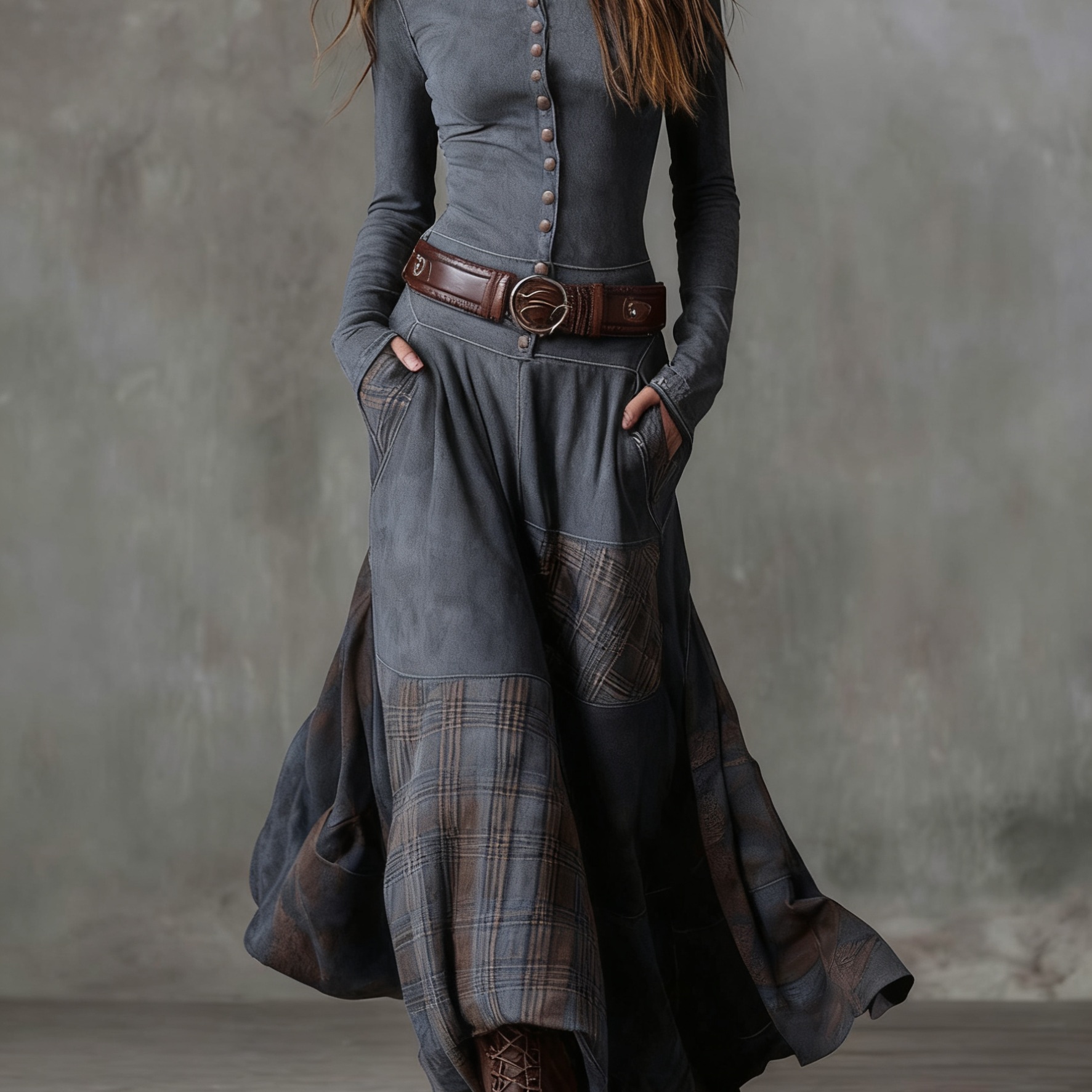 Élise | Maxi Dress in Eco-Friendly Suede with Belt