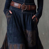 LEONE | VINTAGE LONG SUEDE CHECKERED DRESS (INCLUDES BELT)