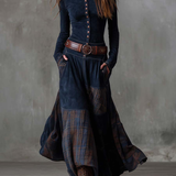 LEONE | VINTAGE LONG SUEDE CHECKERED DRESS (INCLUDES BELT)
